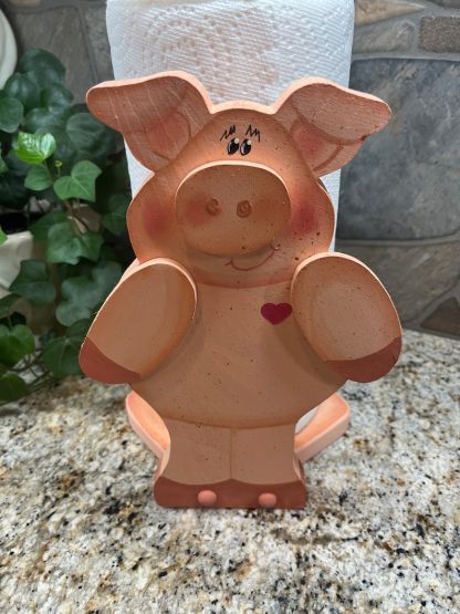 Shy Pink Pig Paper Towel Holder