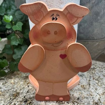 Shy Pink Pig Paper Towel Holder