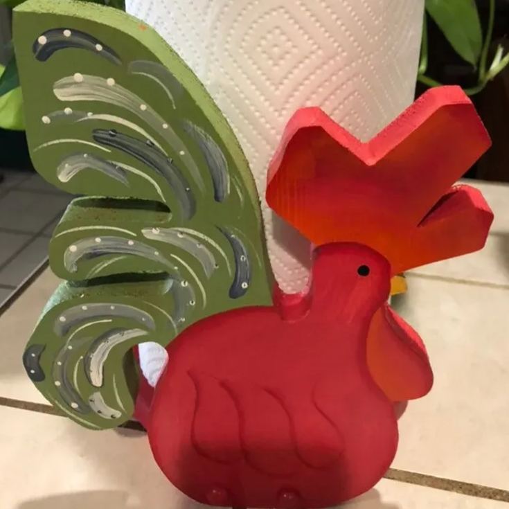 Red Rooster Paper Towel Holder