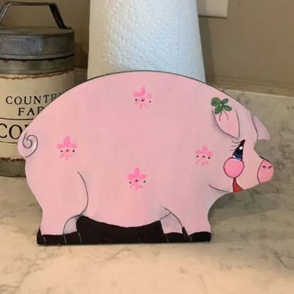Farm Pig Paper Towel Holder and Farm Pig Napkin Holder Handmade & Painted