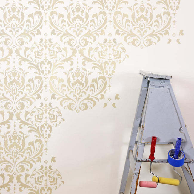 Vintage Grass Leather Pattern Wall Stencil