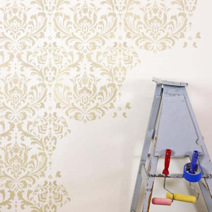 Vintage Grass Leather Pattern Wall Stencil