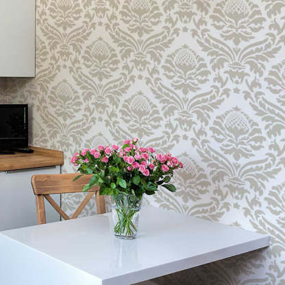 Anna Pine Cone Damask Craft Wall Stencil