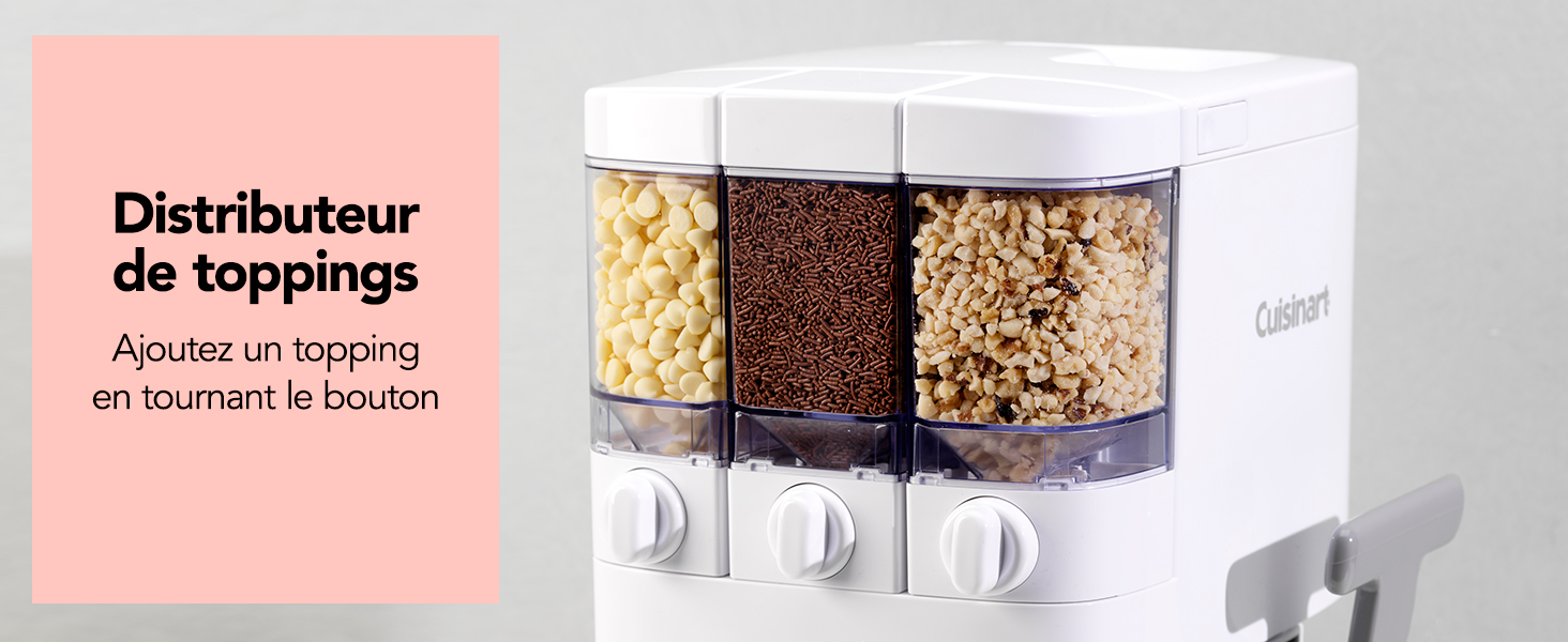 Cuisinart, machine &agrave; glace, ICE48E, sorbeti&egrave;re, glace &agrave; l'italienne maison, toppings au choix