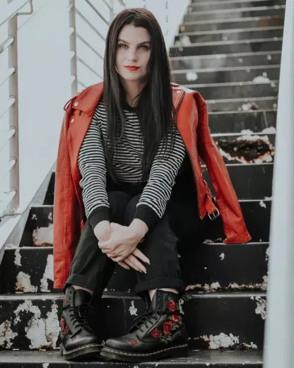 Boots 1460 Vonda Floral Rose en cuir à lacets