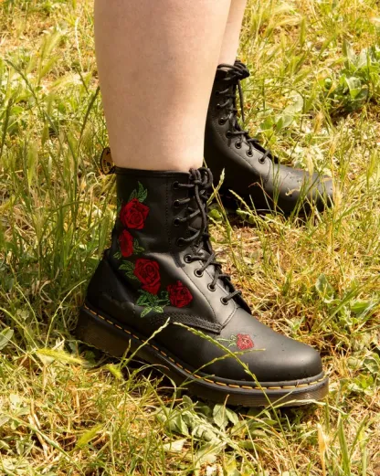 Boots 1460 Vonda Floral Rose en cuir à lacets