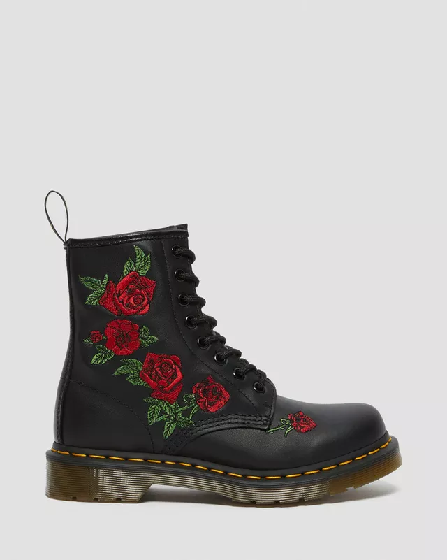 Boots 1460 Vonda Floral Rose en cuir à lacets