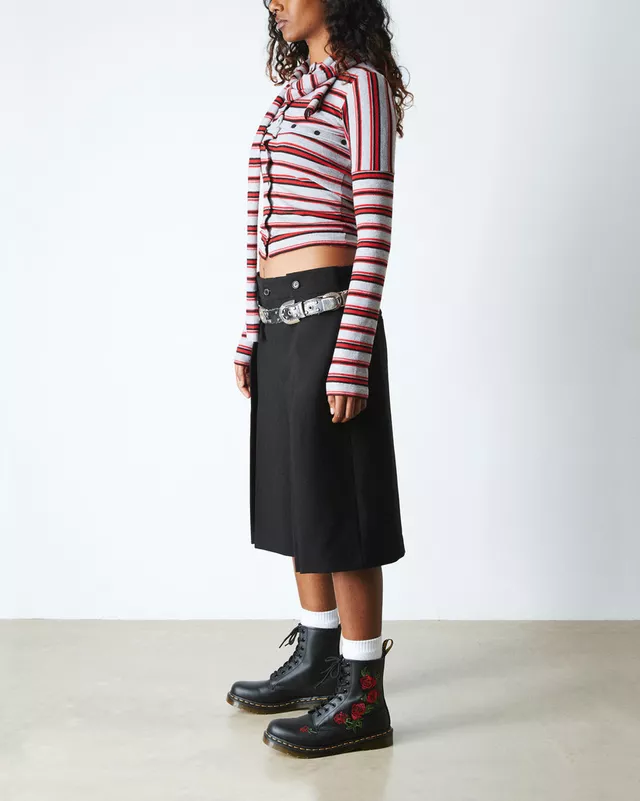 Boots 1460 Vonda Floral Rose en cuir à lacets