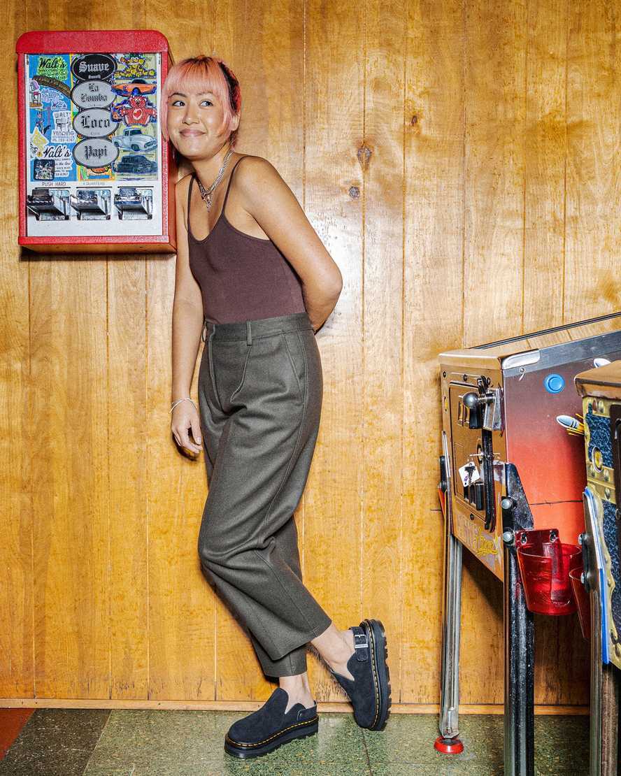 Mules plateformes Zebzag en daim à brides