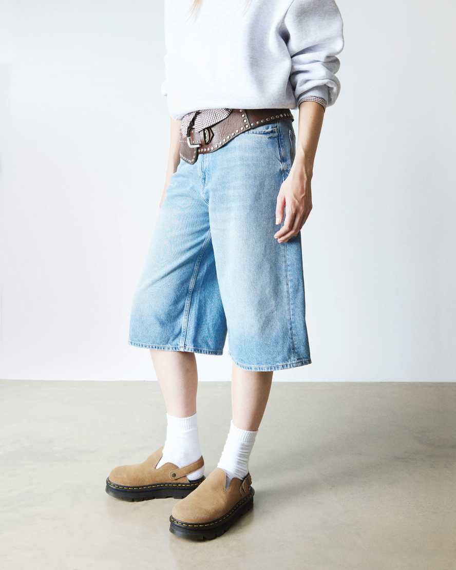 Mules plateformes Zebzag en daim à brides