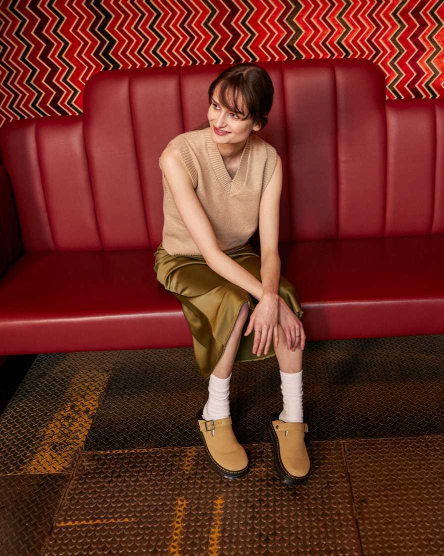 Mules plateformes Zebzag en daim à brides