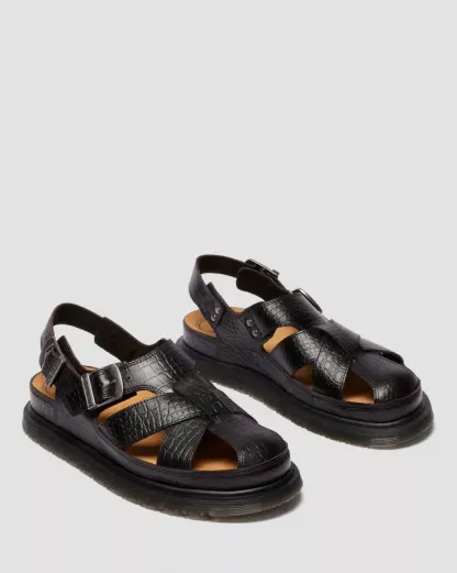 Sandales fisherman en cuir Analine crocodile