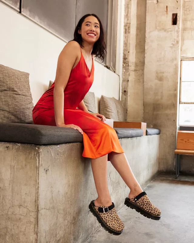 Mules plateformes Zebzag en daim à brides