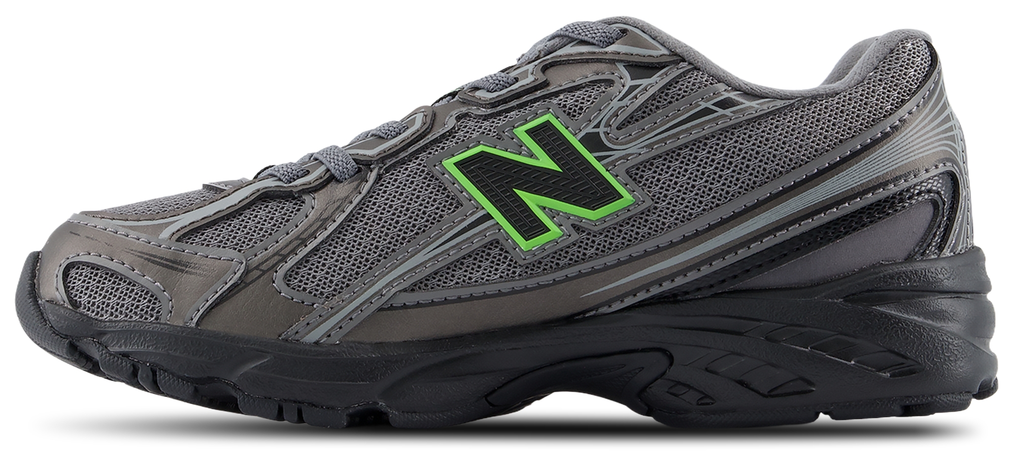 New Balance 740 Bungee Lace - Maternelle Chaussures – Black Metallic-Alkaline Green