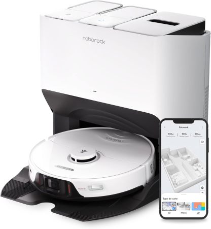 Roborock Saros 10 Aspirateur Robot 22,000 Pa DuoDivide Anti-Enchevétrements, Robot Aspirateur Le Plus Fin, Reactive Al 3.0