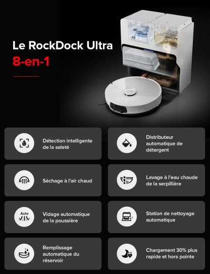 Roborock Saros 10 Aspirateur Robot 22,000 Pa DuoDivide Anti-Enchevétrements, Robot Aspirateur Le Plus Fin, Reactive Al 3.0