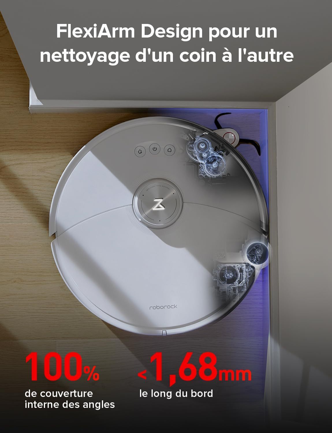 Roborock Saros 10 Aspirateur Robot 22,000 Pa DuoDivide Anti-Enchevétrements, Robot Aspirateur Le Plus Fin, Reactive Al 3.0