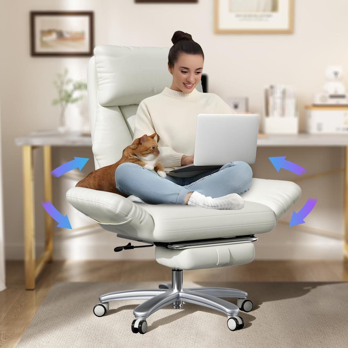 Cross Legged Office Chair with Pets Friendly Seat