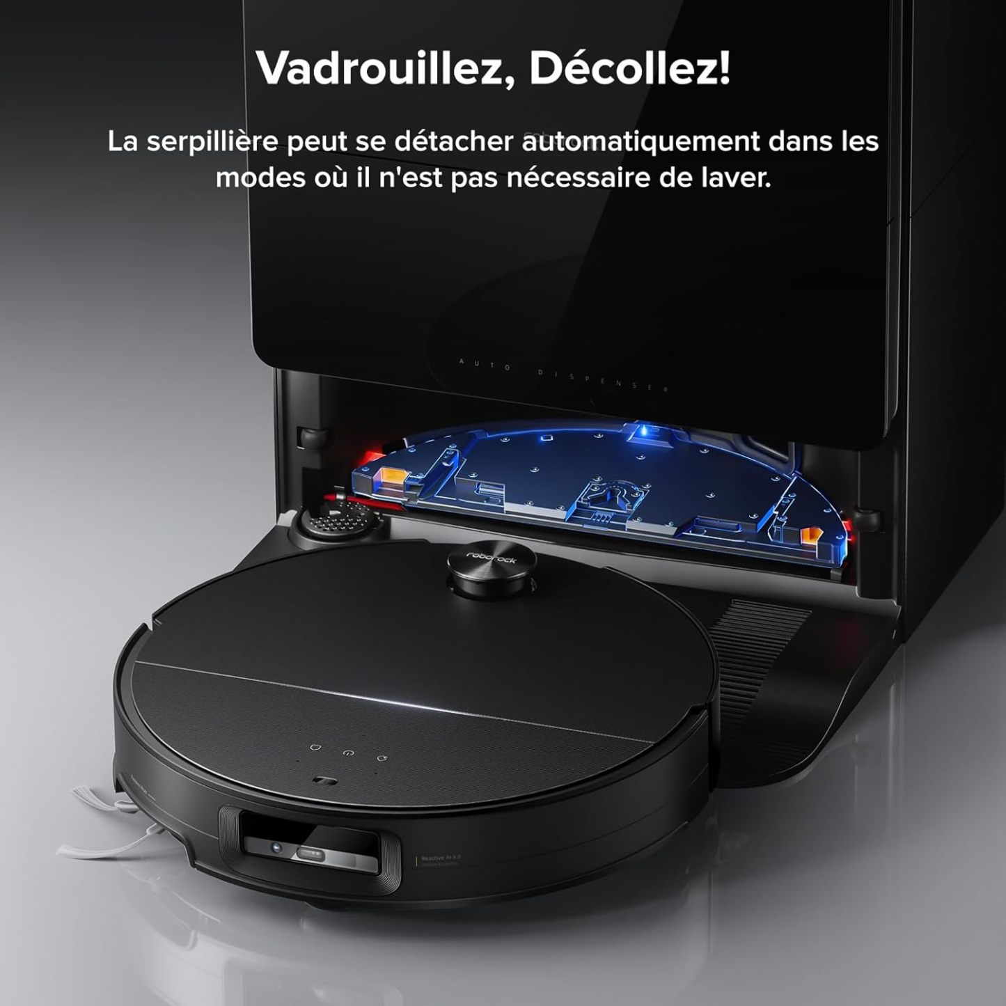 Roborock Saros 10 Aspirateur Robot 22,000 Pa DuoDivide Anti-Enchevétrements, Robot Aspirateur Le Plus Fin, Reactive Al 3.0