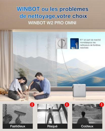 Robot lave-vitre Ecovacs Winbot W2 Pro Omni Blanc