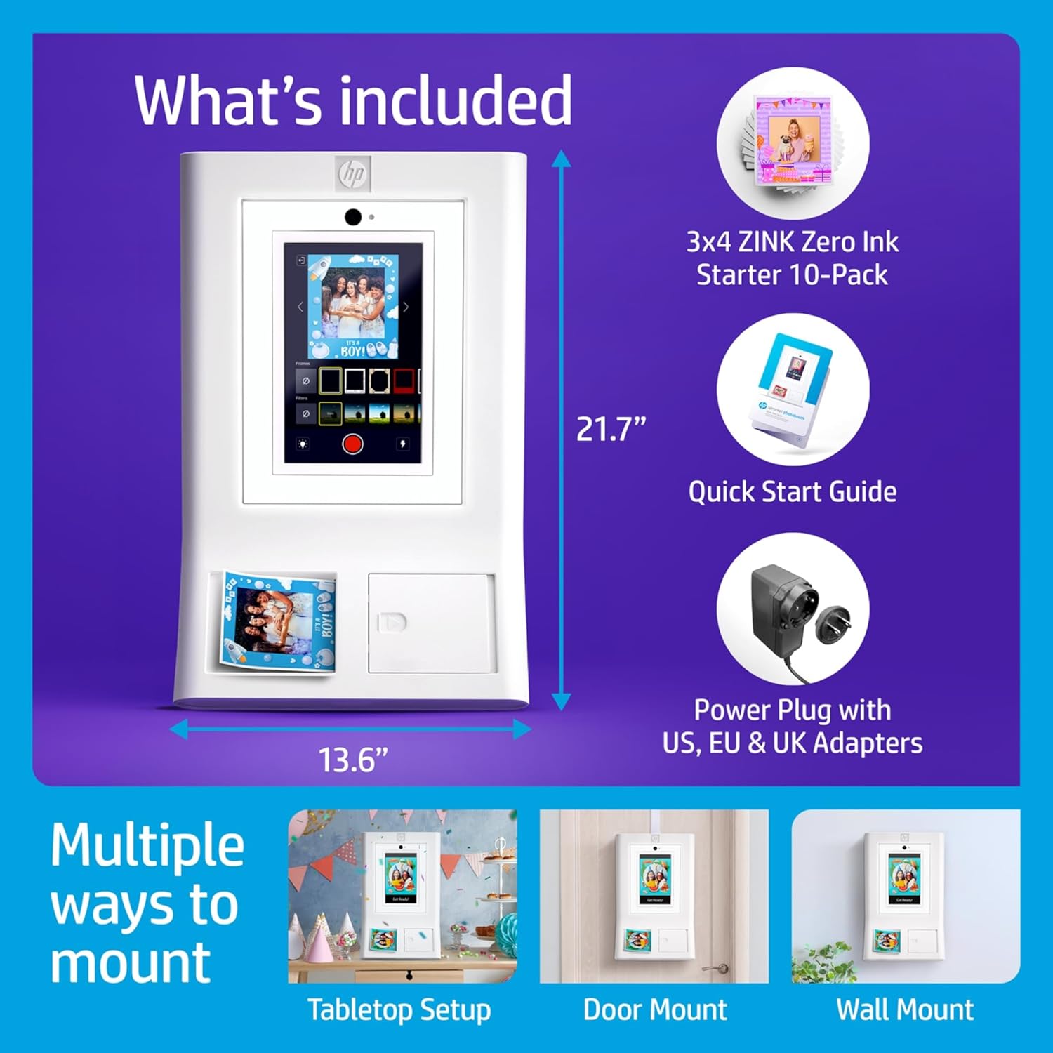 HthtP Sprocket Photobooth Instant 3x4” Color Photo Printer