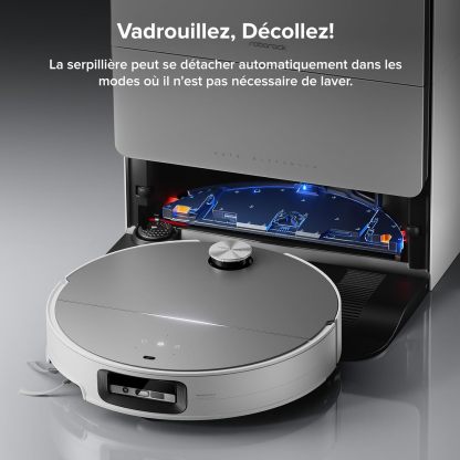 Roborock Saros 10 Aspirateur Robot 22,000 Pa DuoDivide Anti-Enchevétrements, Robot Aspirateur Le Plus Fin, Reactive Al 3.0