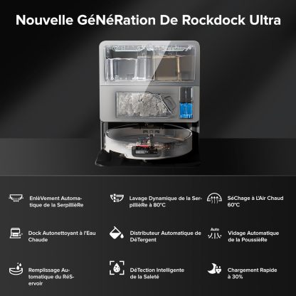 Roborock Saros 10 Aspirateur Robot 22,000 Pa DuoDivide Anti-Enchevétrements, Robot Aspirateur Le Plus Fin, Reactive Al 3.0