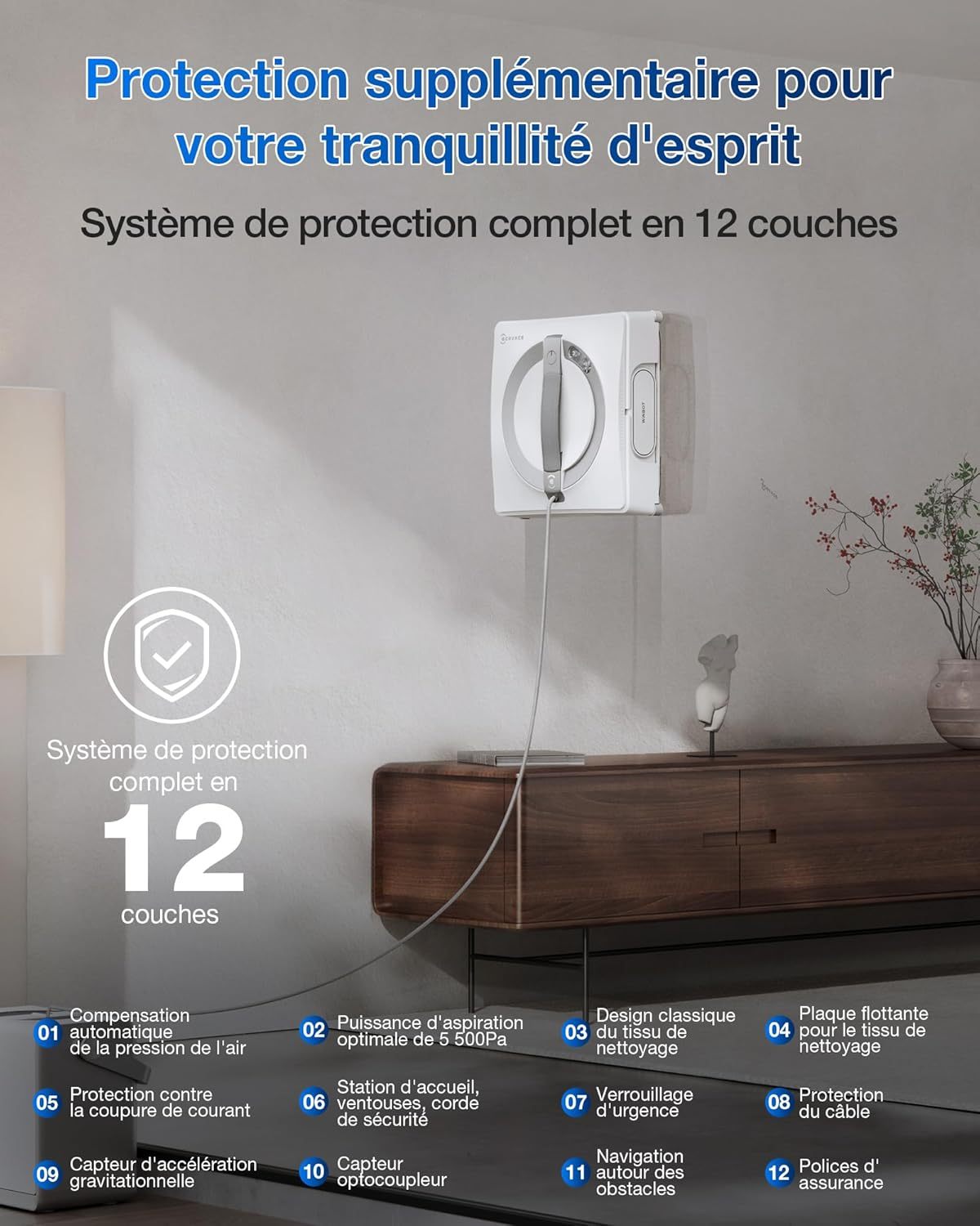 Robot lave-vitre Ecovacs Winbot W2 Pro Omni Blanc