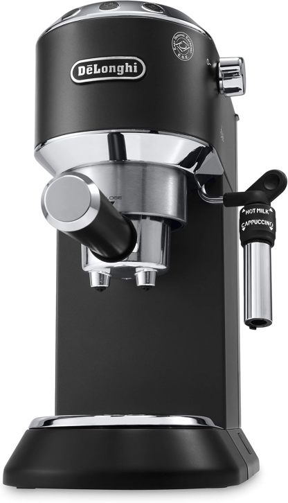 De'Longhi Dedica Style EC685.M, Machine à Expresso avec Buse à Mousse de Lait Professionnelle, Seulement 15 cm de Large, Réservoir de 1 L, Boîtier en Métal, Compatible avec les Dosettes E.S.E, Métal