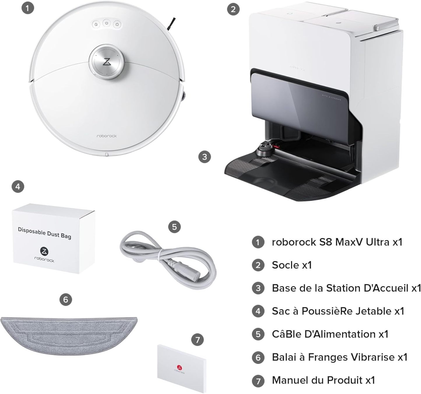 Roborock Saros 10 Aspirateur Robot 22,000 Pa DuoDivide Anti-Enchevétrements, Robot Aspirateur Le Plus Fin, Reactive Al 3.0