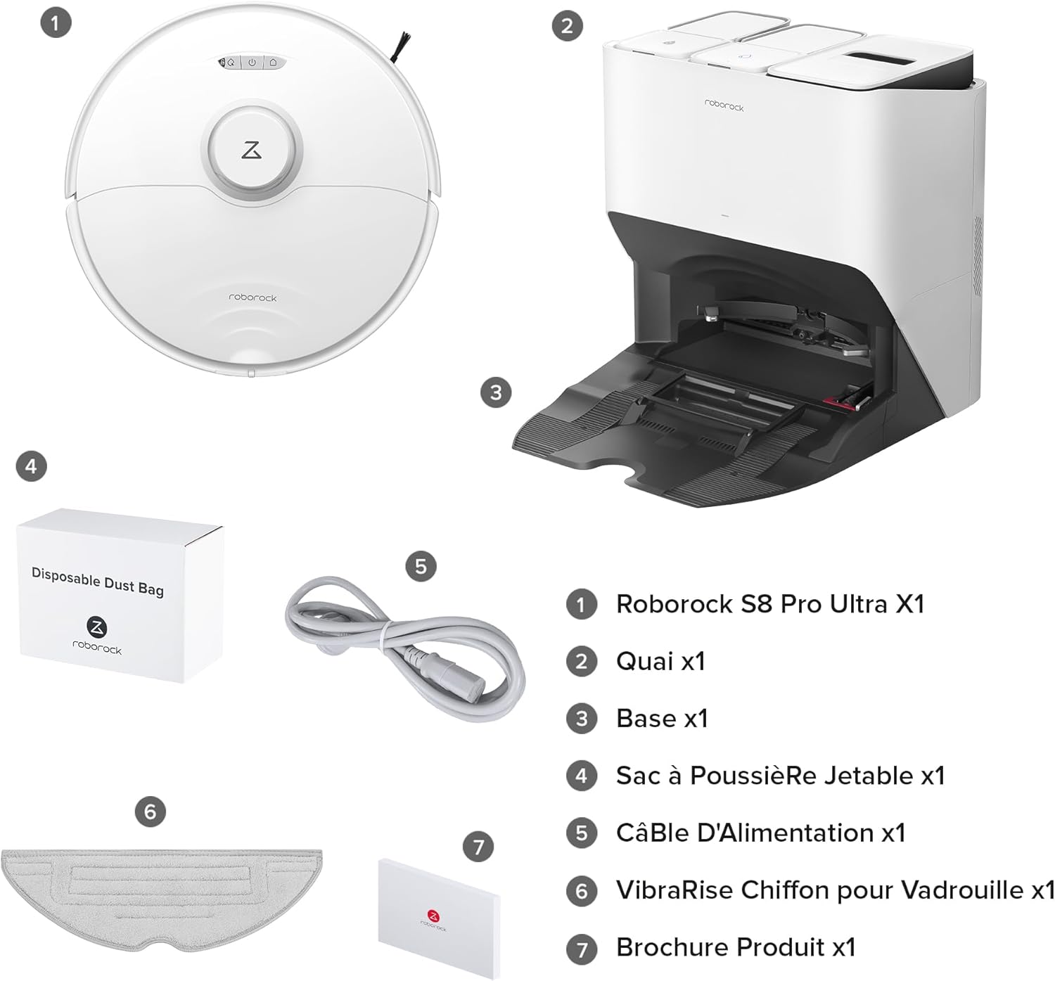 Roborock Saros 10 Aspirateur Robot 22,000 Pa DuoDivide Anti-Enchevétrements, Robot Aspirateur Le Plus Fin, Reactive Al 3.0