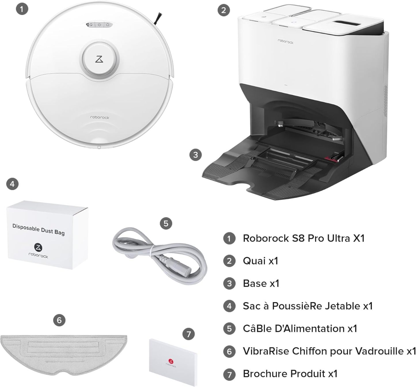Roborock Saros 10 Aspirateur Robot 22,000 Pa DuoDivide Anti-Enchevétrements, Robot Aspirateur Le Plus Fin, Reactive Al 3.0