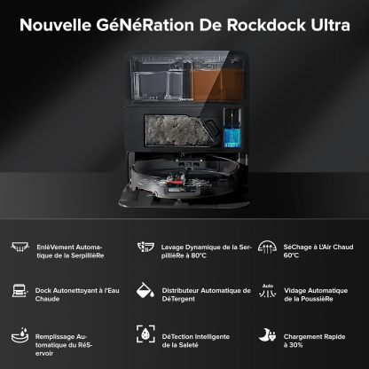 Roborock Saros 10 Aspirateur Robot 22,000 Pa DuoDivide Anti-Enchevétrements, Robot Aspirateur Le Plus Fin, Reactive Al 3.0