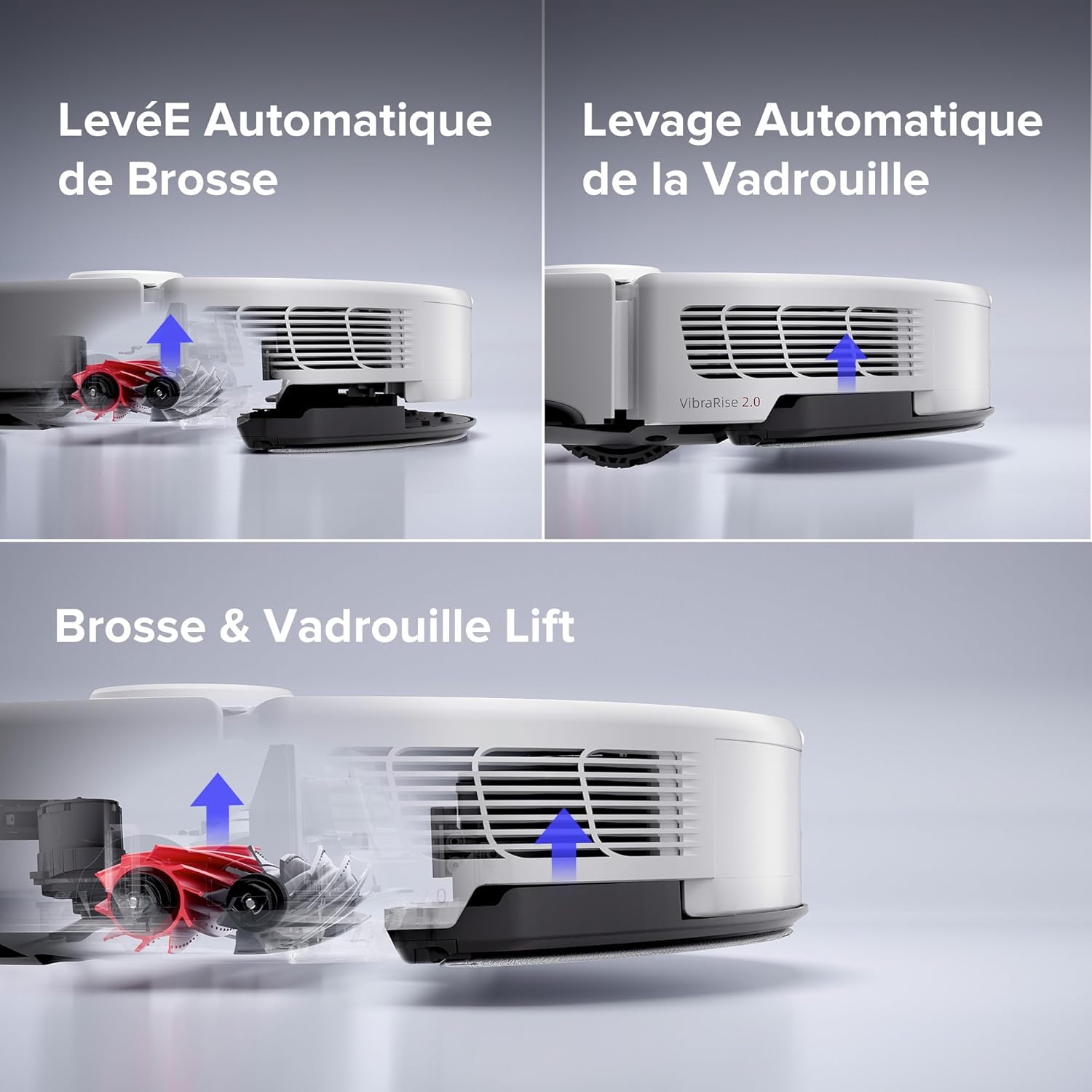 Roborock Saros 10 Aspirateur Robot 22,000 Pa DuoDivide Anti-Enchevétrements, Robot Aspirateur Le Plus Fin, Reactive Al 3.0