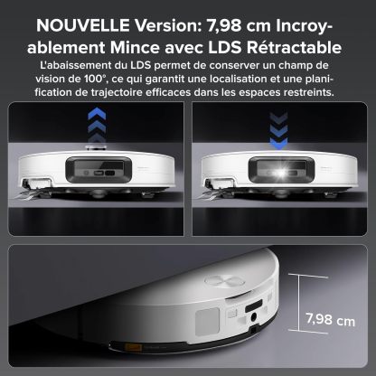 Roborock Saros 10 Aspirateur Robot 22,000 Pa DuoDivide Anti-Enchevétrements, Robot Aspirateur Le Plus Fin, Reactive Al 3.0