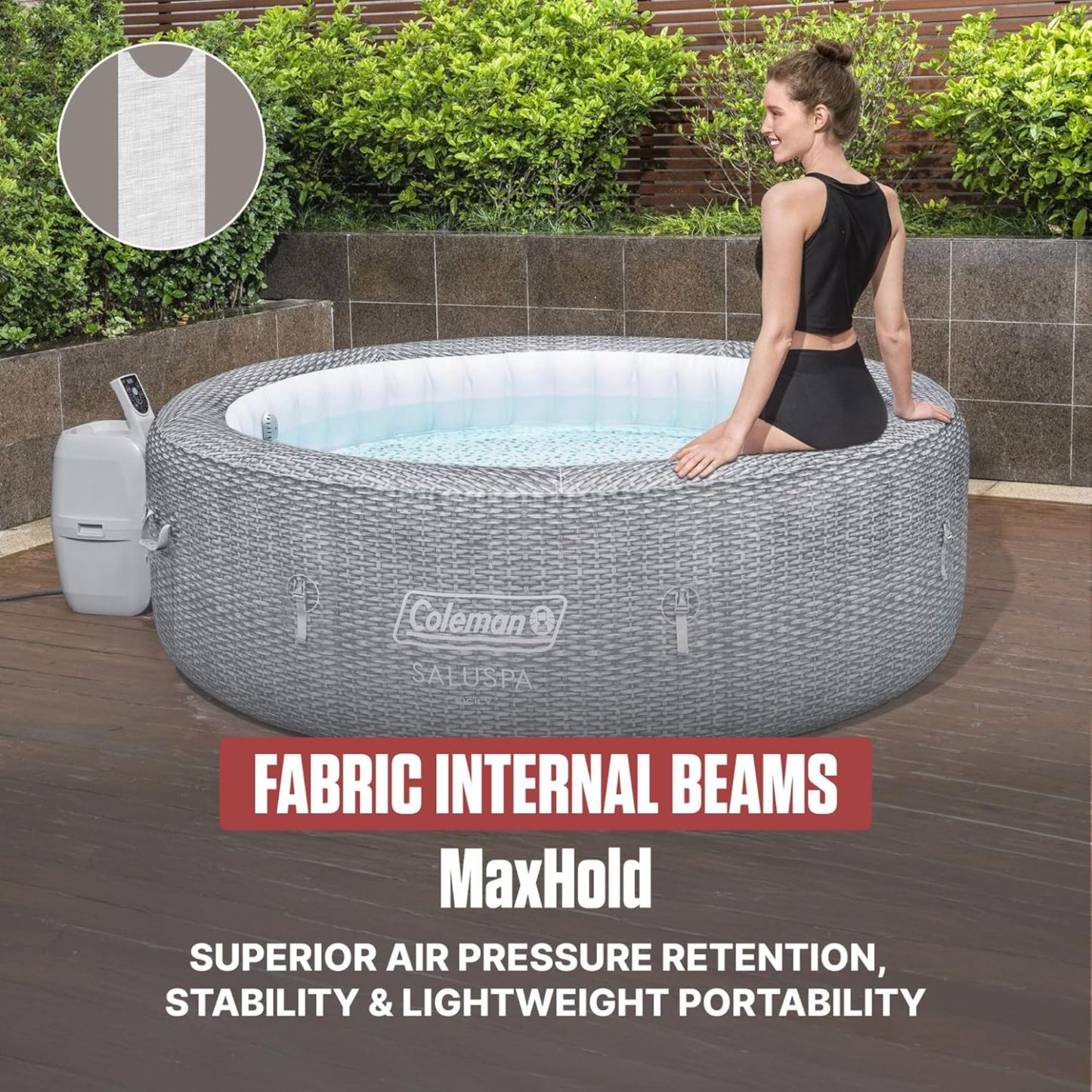 Colemthtan Sicily Energy-Efficient AirJet Inflatable Hot Tub 5-7 Person with App-Control