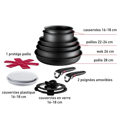 Tethtfal Ingenio Eco Resist Batterie de cuisine 13 pièces, Empilable