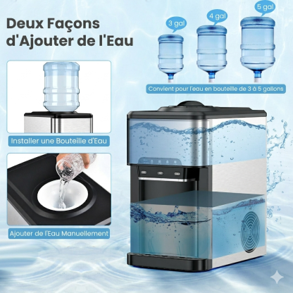 Costway Distributeur d’eau 3-en-1 avec machine à glaçons intégrée, 3 températures réglables