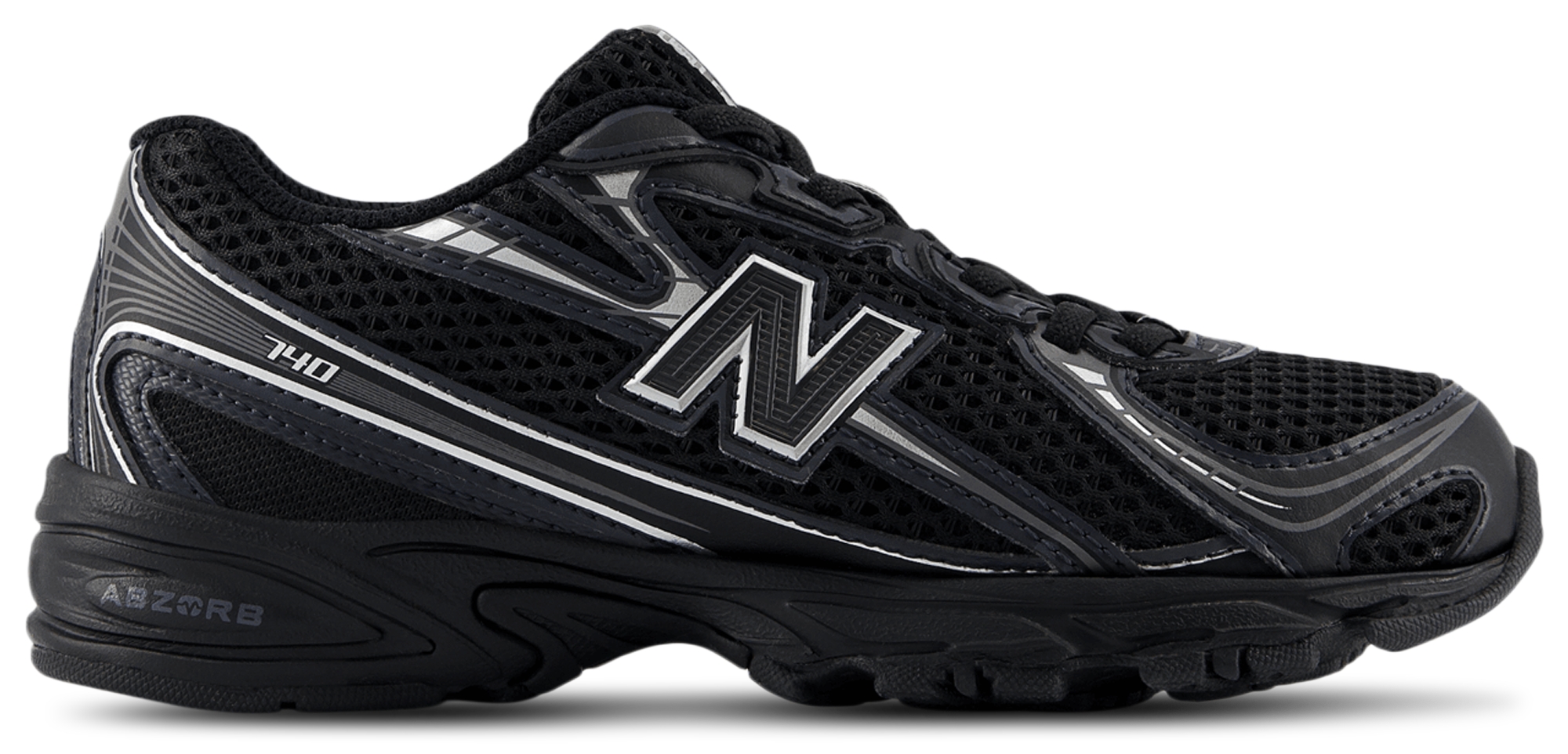 New Balance 740 Bungee Lace - Maternelle Chaussures – Black-Silver Metallic