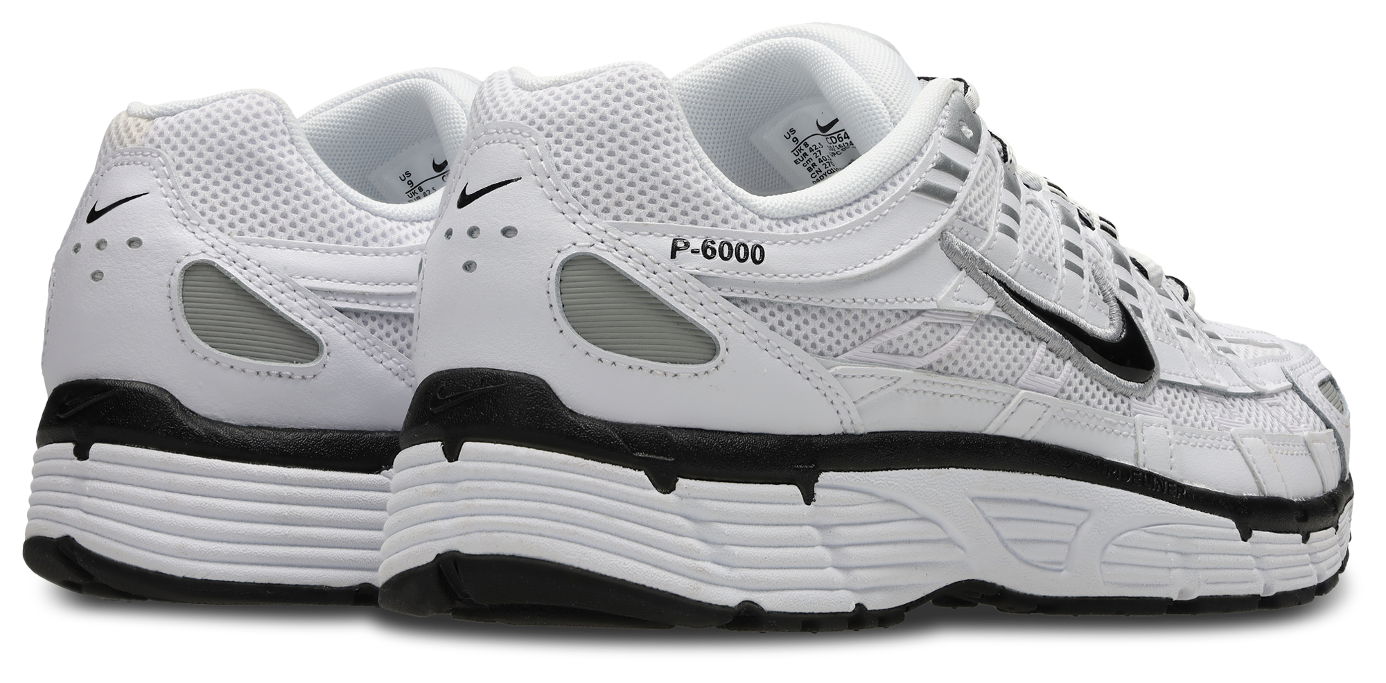 Nike P-6000 - Homme Chaussures – White-Black-Metallic Silver