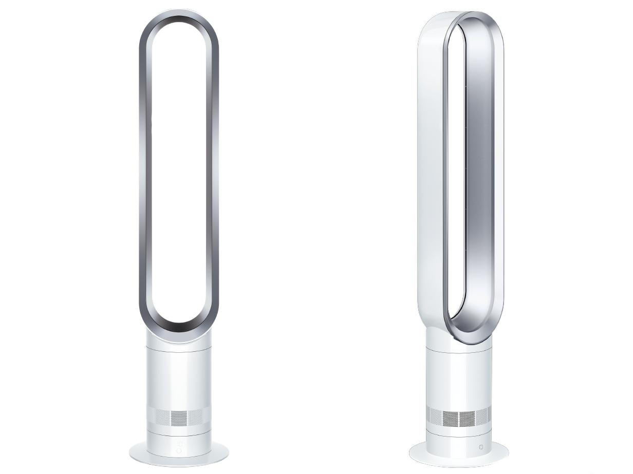Vue de face et de profil du ventilateur tour Dyson Cool.
