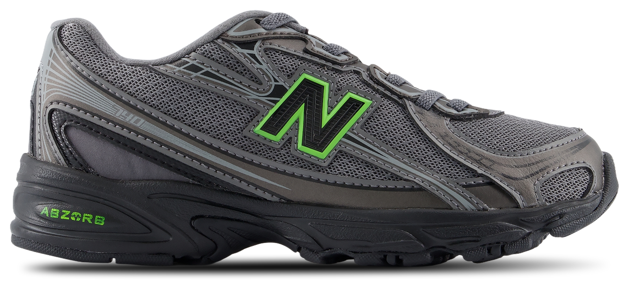 New Balance 740 Bungee Lace - Maternelle Chaussures – Black Metallic-Alkaline Green