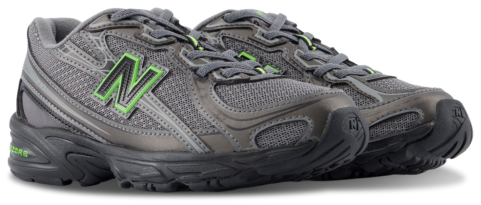New Balance 740 Bungee Lace - Maternelle Chaussures – Black Metallic-Alkaline Green