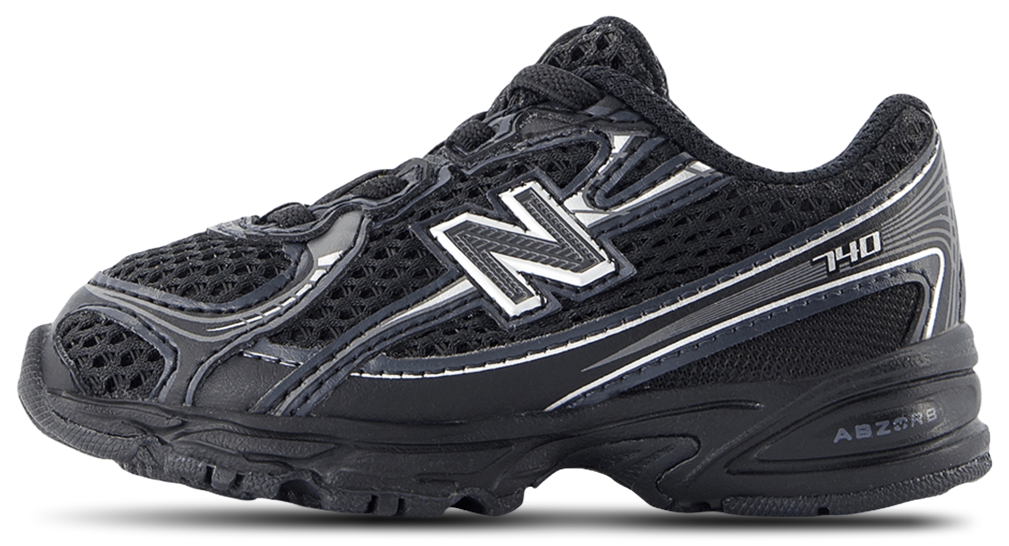 New Balance 740 Bungee Lace - Bebes Chaussures – Black-Silver Metallic