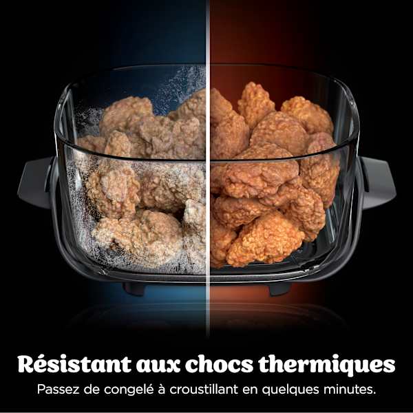 Ninthtja CRISPi PRO Air fryer en verre 7-en-1 , 5.7L+2.3L - bleu Cyberspace AS101EUCY