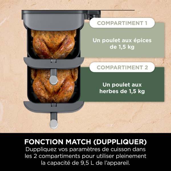 Friteuse Nithtnja Double Stack DualZone SL400EU 2470 W Noir et Gris