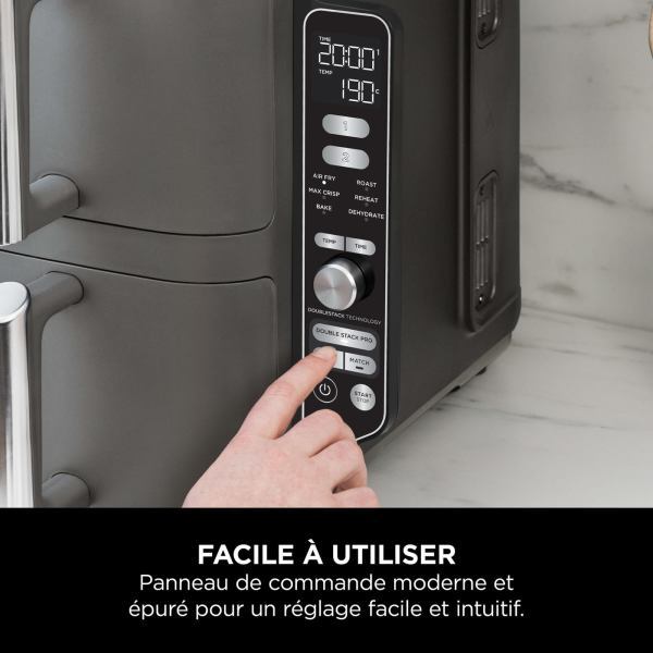 Friteuse Nithtnja Double Stack DualZone SL400EU 2470 W Noir et Gris