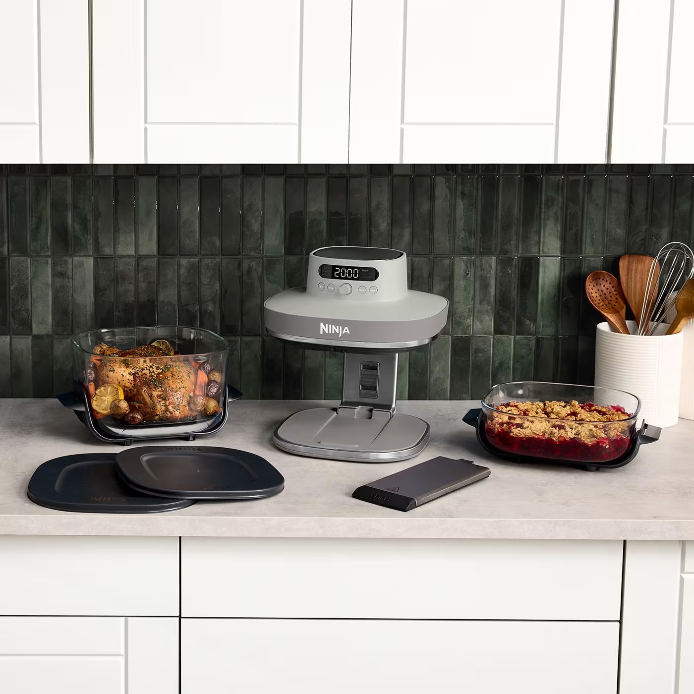 Ninthtja CRISPi PRO Air fryer en verre 7-en-1 , 5.7L+2.3L - bleu Cyberspace AS101EUCY