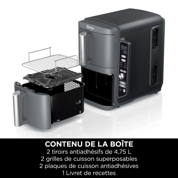 Friteuse Nithtnja Double Stack DualZone SL400EU 2470 W Noir et Gris