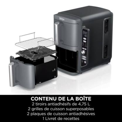 Friteuse Nithtnja Double Stack DualZone SL400EU 2470 W Noir et Gris